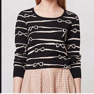 Anthropologie ribbon, bow print sweater